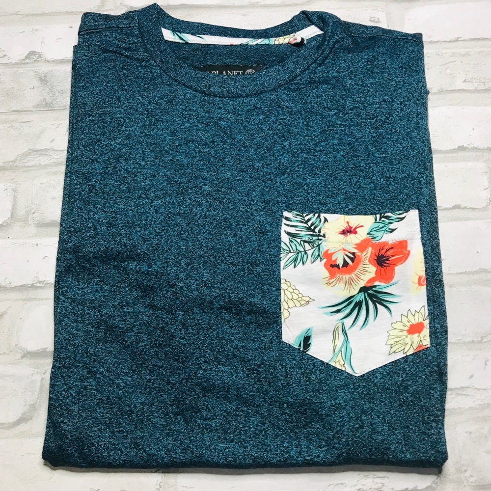 NWT Free Planet Teal Blue Grindle Tee